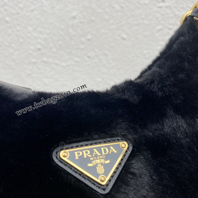 Prada專櫃新款Hobo毛毛包 1BC204 普拉達秋冬款山羊毛腋下包肩背女包 csp1467